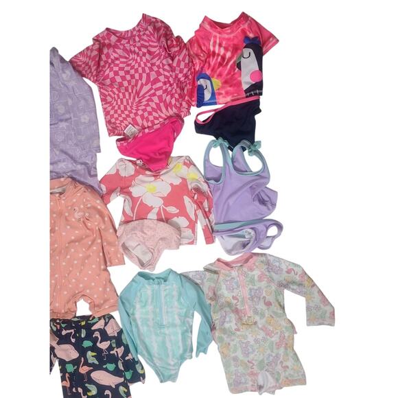 Lot Of 12 Month Old Girl Swim Wear Rashguards 13 Pieces - Picture 2 of 4